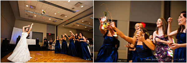 Bouquet toss at Tennessee wedding. Photo courtesy of Waldorf Photographic Art | The Pink Bride® www.thepinkbride.com