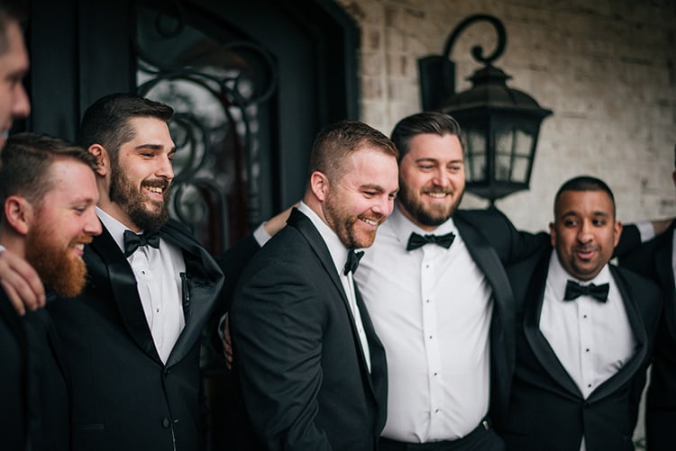 Groomsmen in Classic Tuxedo & Bowtie | Should the Groom Wear a Suit or a Tuxedo? | Details Nashville | The Pink Bride® www.thepinkbride.com